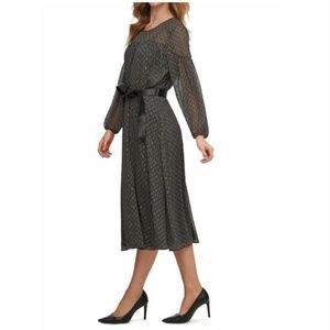 Calvin Klein Green Printed Metallic Midi Dress green Fall plus size 16